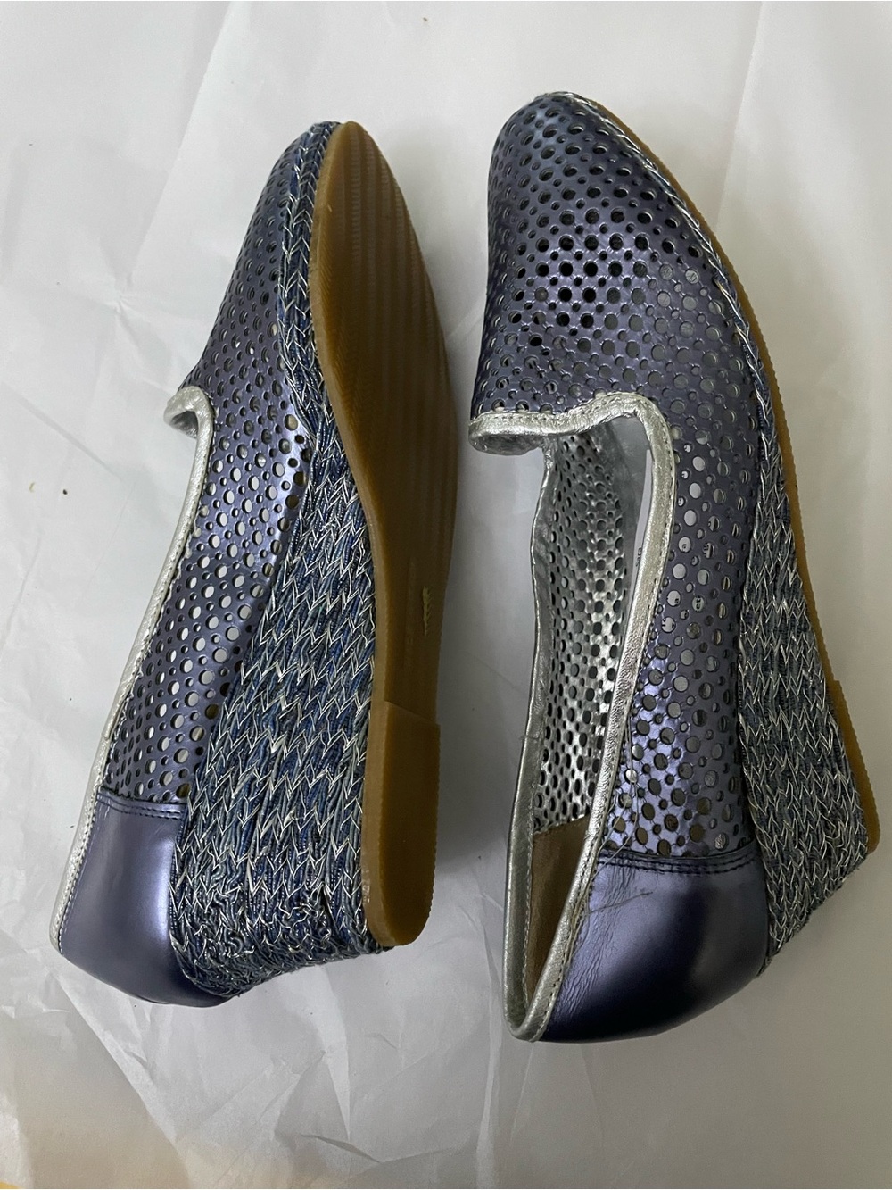 Roberto Capucci NEW Slip-On Wedge Shoes Metallic Blue